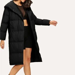 SHEIN puffer coat L Black w hood